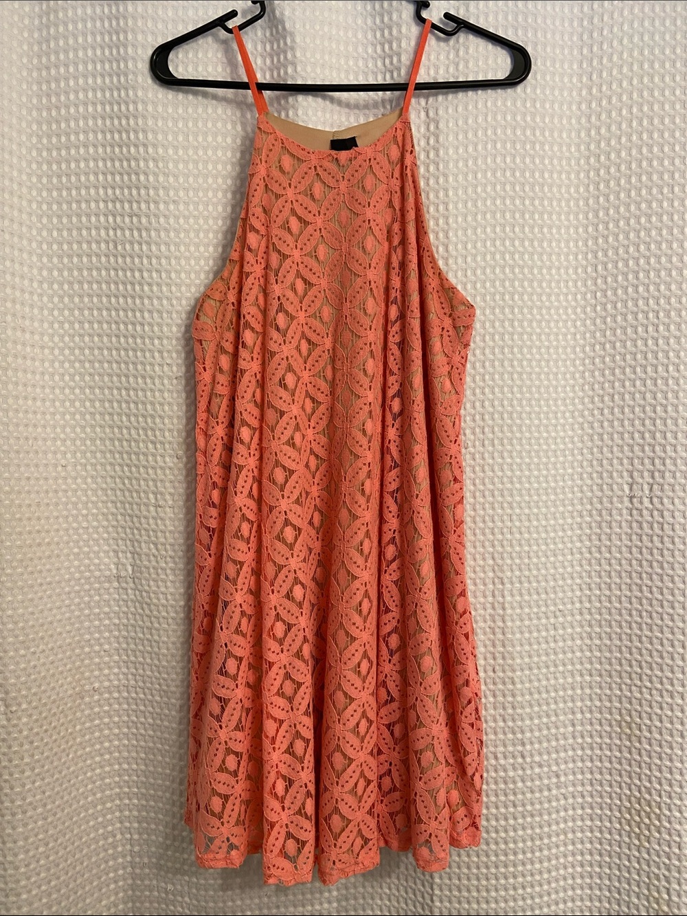 Women’s Coral Lace Halter Dress